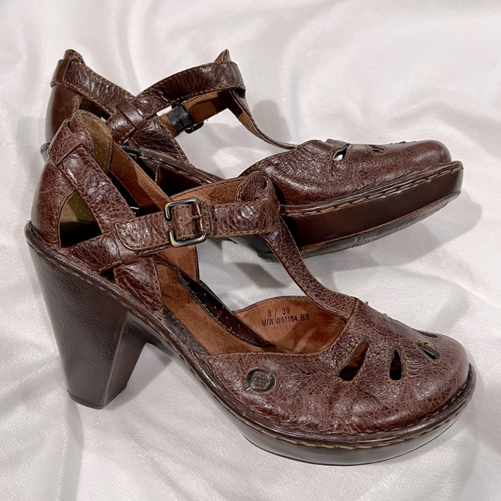 BORN Charisma Buckle Mary Jane Heeled leather sandals